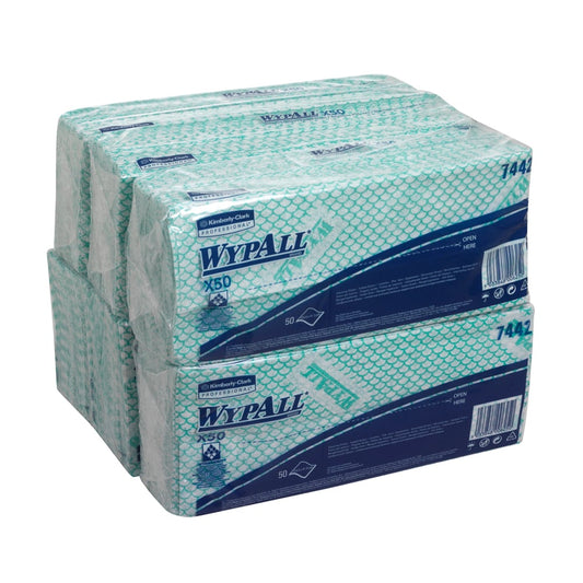7442 Wypall X50 Cleaning Cloths Green (6x 50 sheets)