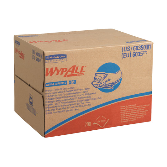 6035 Wypall X60 Cloths- White- Brag Box (200 Sheets)