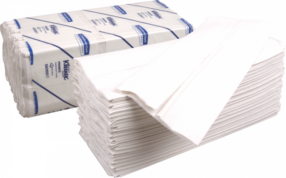 6058 Kleenex Premier M-Folded Hand towels - 2Ply- White (16 CLIPS X 100 SHEETS)