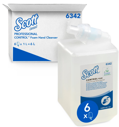 6342 Scott Control Foam Frequent Use Hand Cleanser (6 x 1 Litre Cartridges)